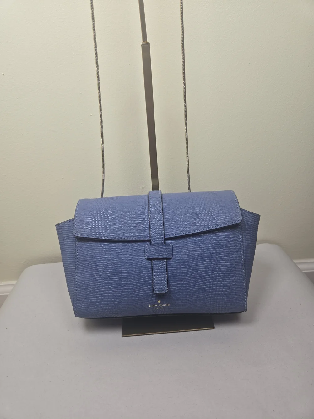 Kate Spade Blue Textured Structured Crossbody Bag